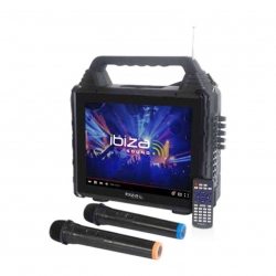 Mobilna kolumna karaoke z ekranem i 2 mikrofonami VHF, KARAVISION Ibiza Sound